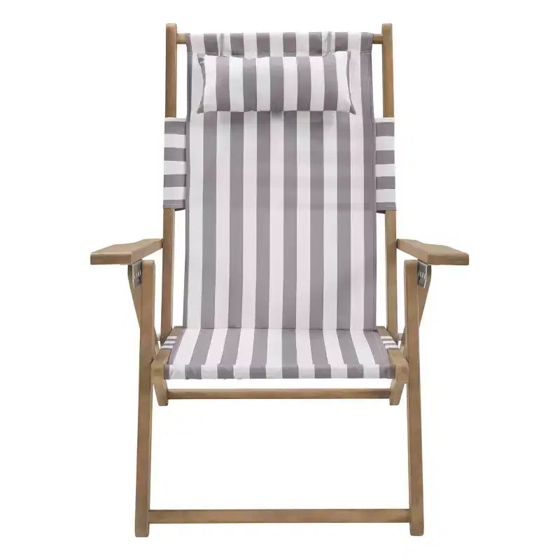Chaises de plage pliantes en bois résistant aux intempéries avec sangles de transport et dossier inclinable