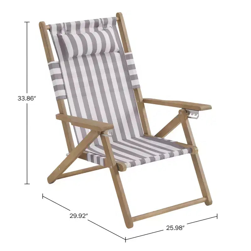 Chaises de plage pliantes en bois résistant aux intempéries avec sangles de transport et dossier inclinable
