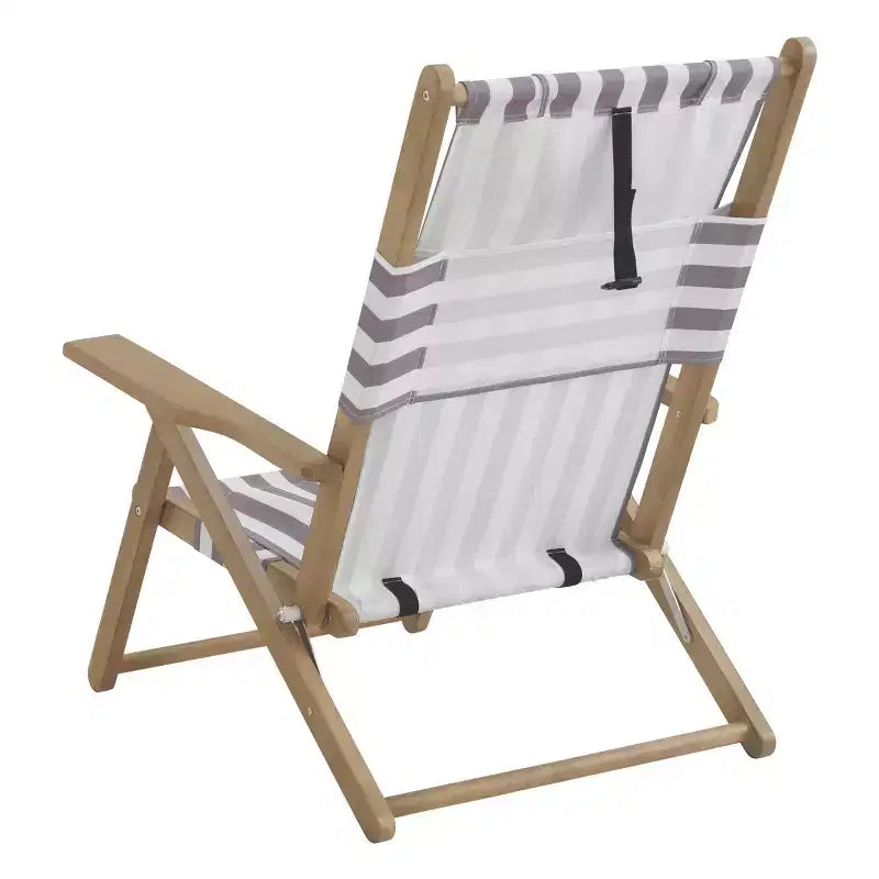 Chaises de plage pliantes en bois résistant aux intempéries avec sangles de transport et dossier inclinable