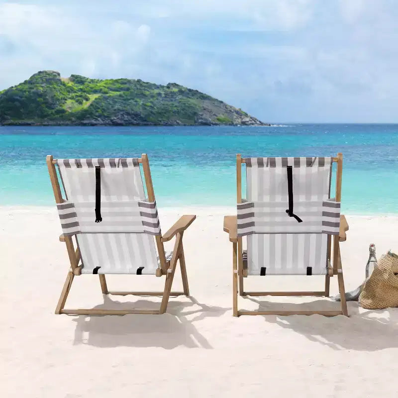 Chaises de plage pliantes en bois résistant aux intempéries avec sangles de transport et dossier inclinable