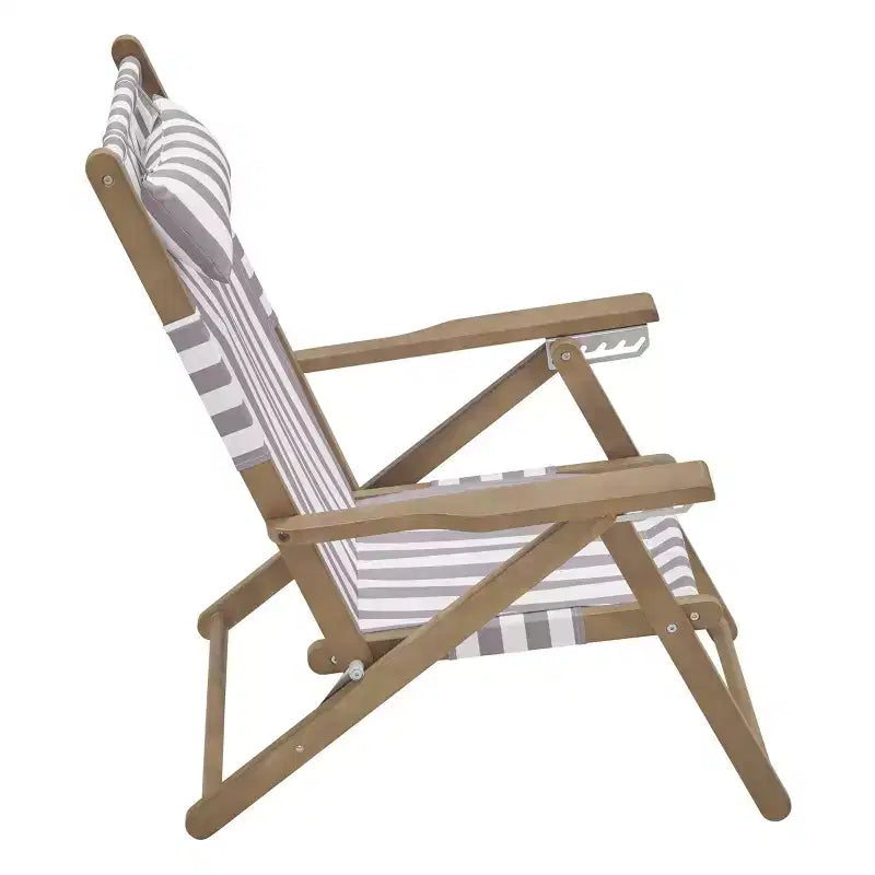 Chaises de plage pliantes en bois résistant aux intempéries avec sangles de transport et dossier inclinable