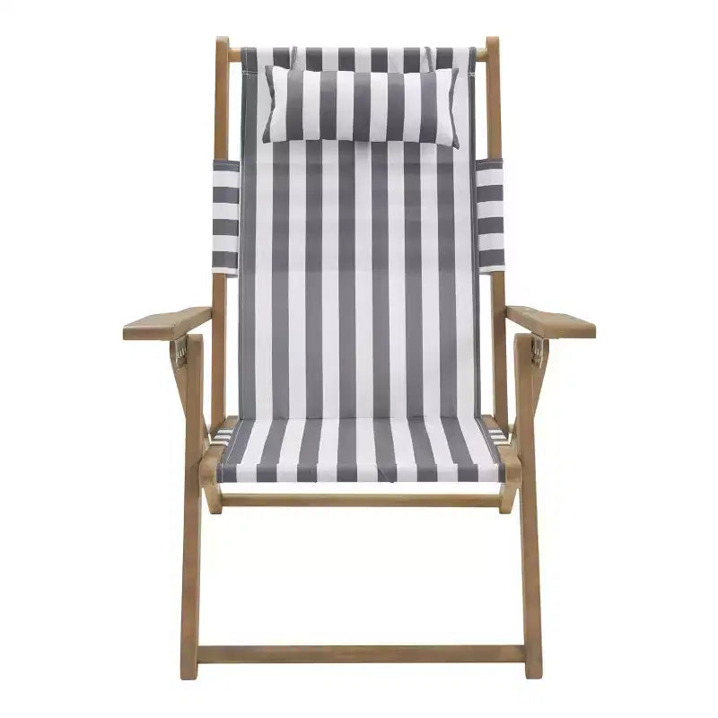 Chaises de plage pliantes en bois résistant aux intempéries avec sangles de transport et dossier inclinable