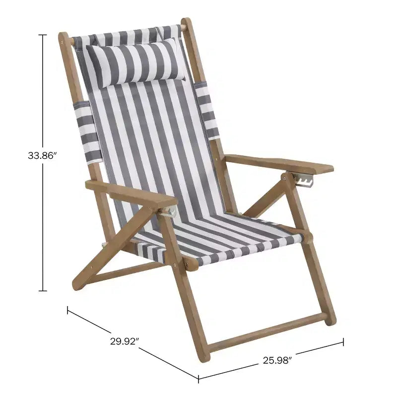 Chaises de plage pliantes en bois résistant aux intempéries avec sangles de transport et dossier inclinable