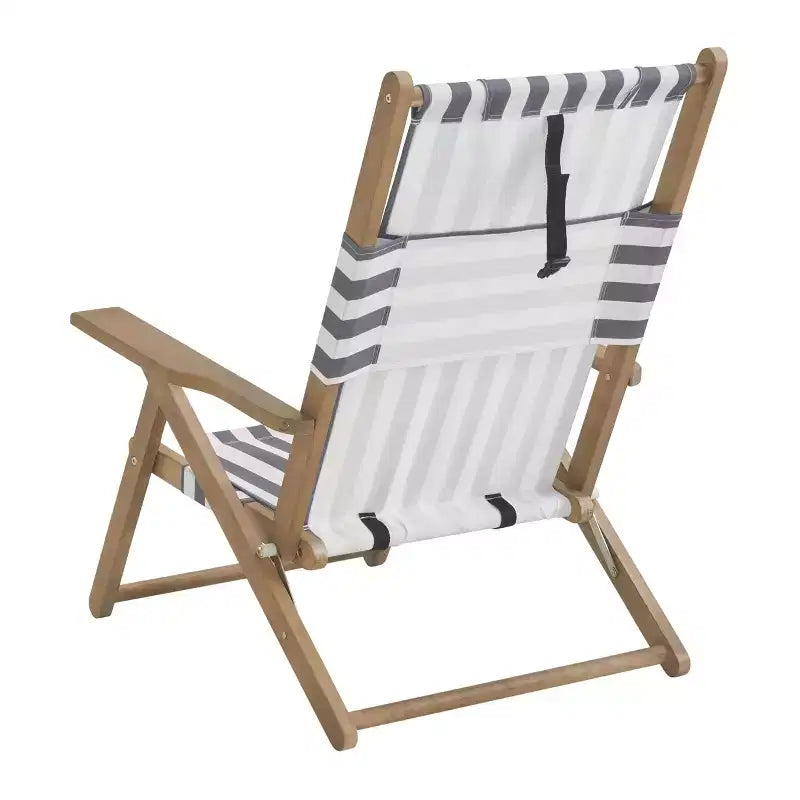 Chaises de plage pliantes en bois résistant aux intempéries avec sangles de transport et dossier inclinable