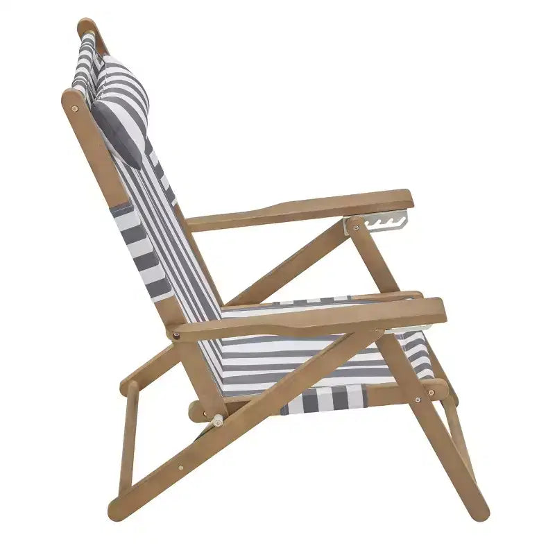 Chaises de plage pliantes en bois résistant aux intempéries avec sangles de transport et dossier inclinable