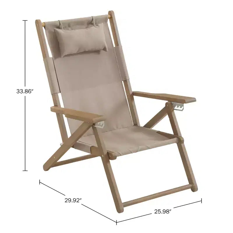 Chaises de plage pliantes en bois résistant aux intempéries avec sangles de transport et dossier inclinable