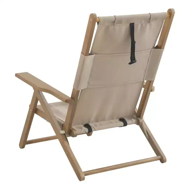 Chaises de plage pliantes en bois résistant aux intempéries avec sangles de transport et dossier inclinable