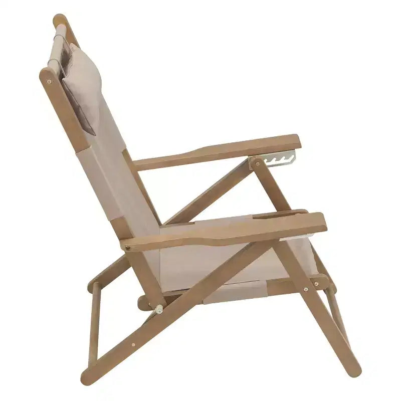 Chaises de plage pliantes en bois résistant aux intempéries avec sangles de transport et dossier inclinable