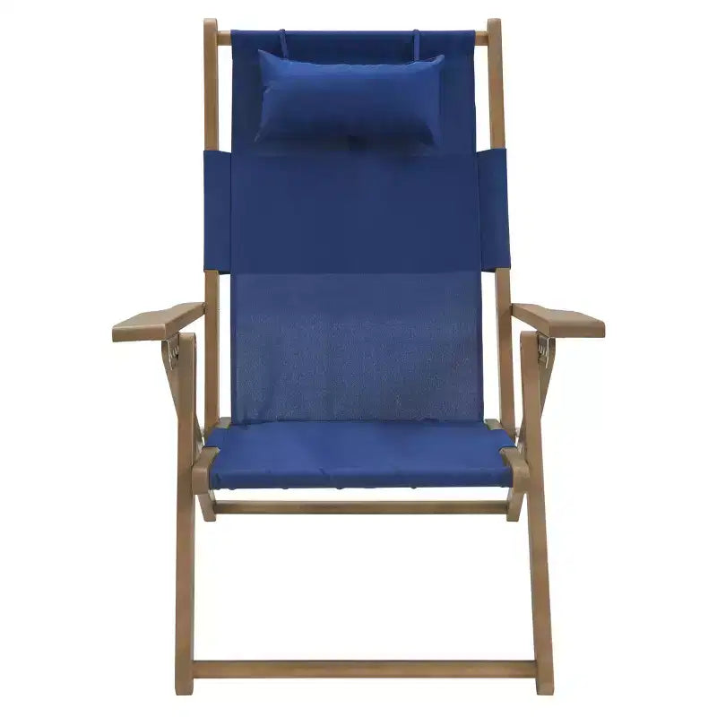 Outdoor Weather-Resistant Wood Folding Beach Chairs with Carry Straps and Reclining Seat