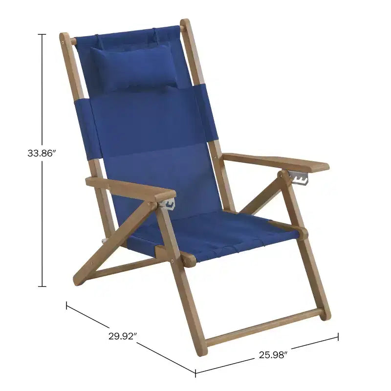 Chaises de plage pliantes en bois résistant aux intempéries avec sangles de transport et dossier inclinable