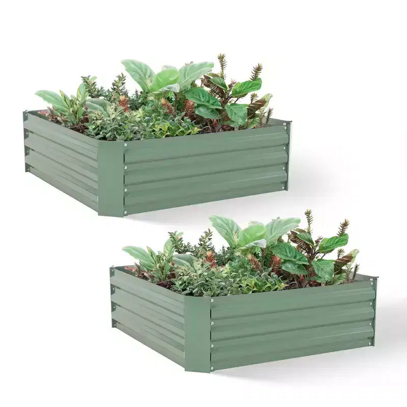 Aoodor Galvanized Raised Garden Bed Kit, Metal Planter Raised Garden Boxes Outdoor for Flower Planters, Vegetables, Herb