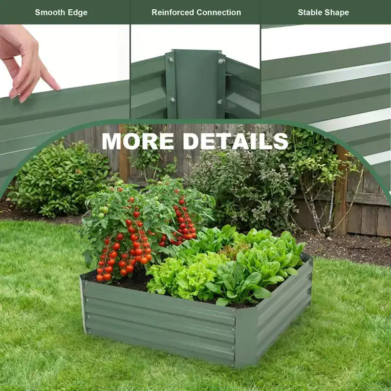 Kit de jardinière surélevée galvanisée, bacs de jardin surélevés en métal pour jardinières de fleurs, légumes, herbes aromatiques