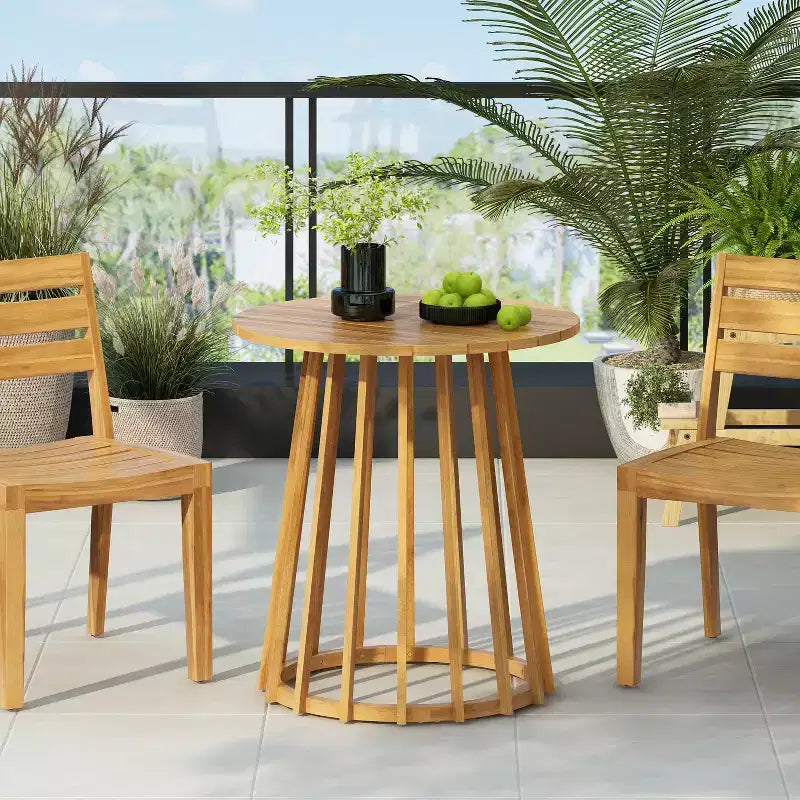 Table à manger d'extérieur ronde en bois d'acacia, Teck
