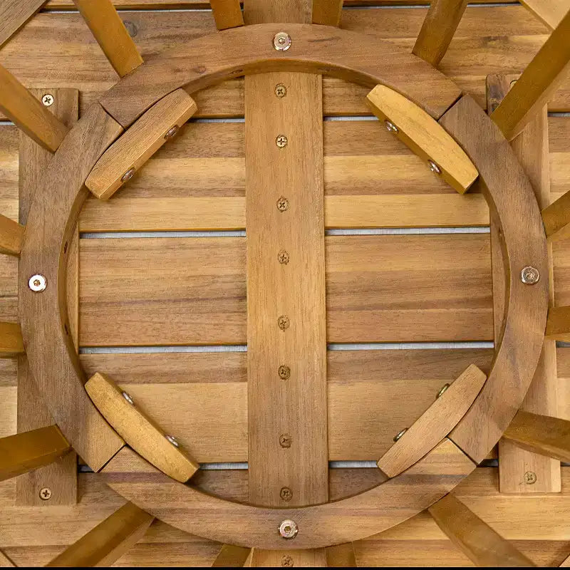 Table à manger d'extérieur ronde en bois d'acacia, Teck