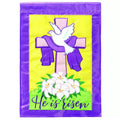 Magnolia Garden He Is Risen 13 x 19 Purple Polyester Outdoor Hanging Flag