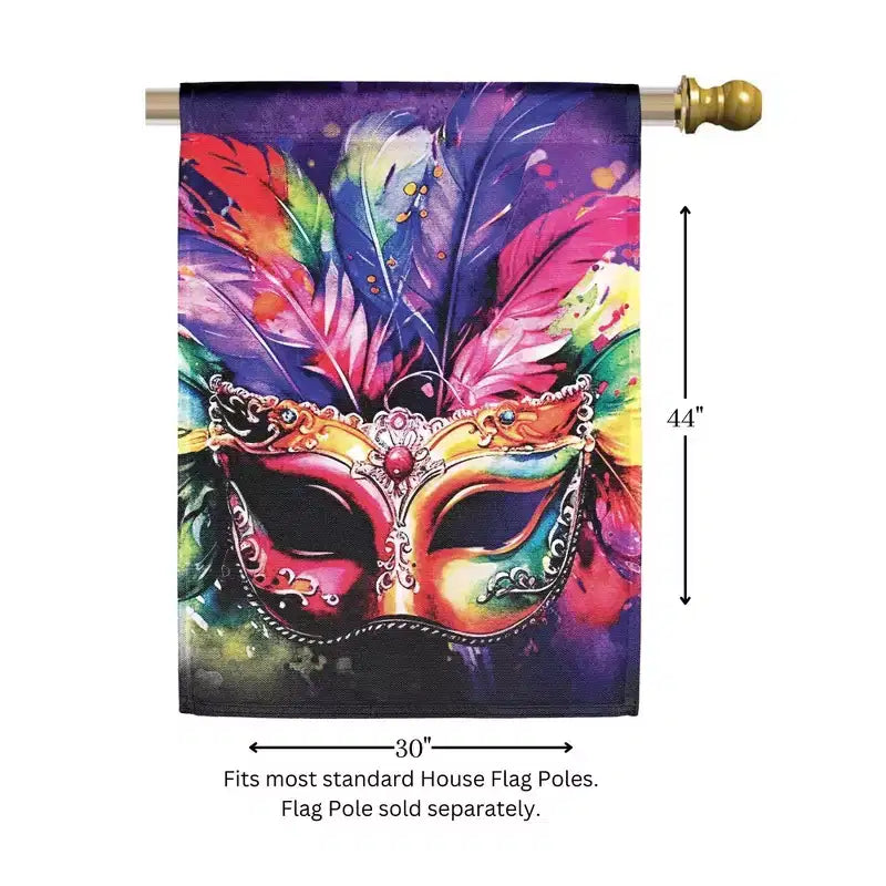 Décoration de drapeau extérieur Magnolia Garden pour jardin, cour ou allée, grand 30 x 44, polyester résistant aux intempéries, masque de Mardi Gras