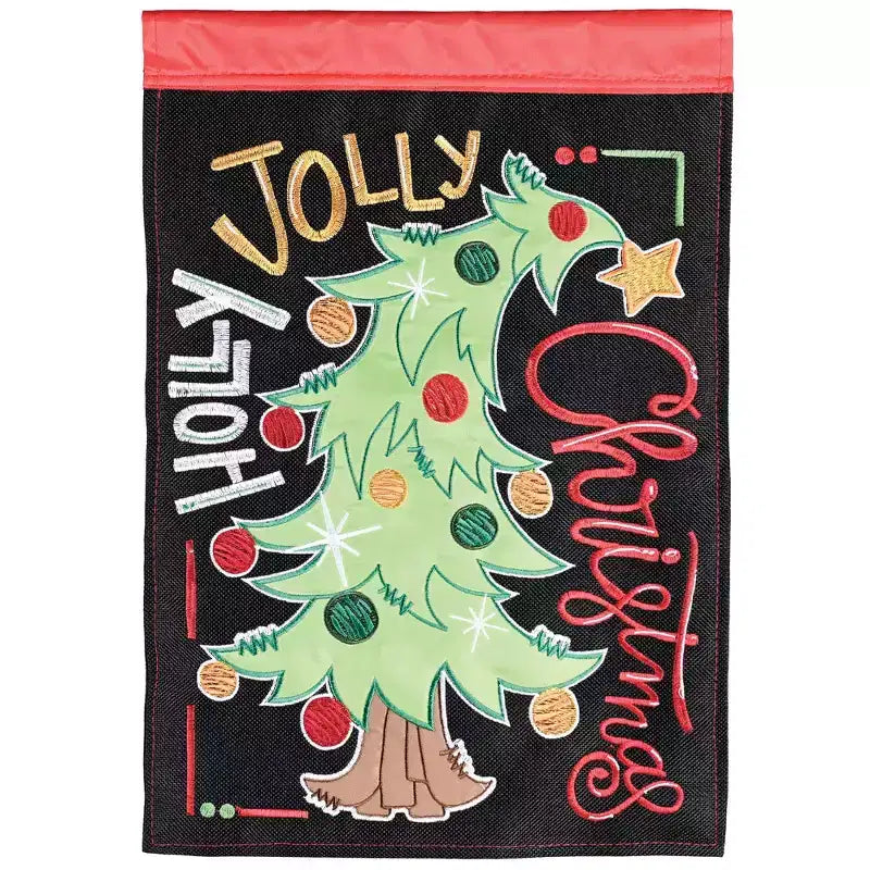 Dicksons Magnolia Garden Outdoor Flag Decoration For Garden, Yard, Or Walkway Standard 13 x 18, Weather Resistant Polyester, Holly Jolly Christmas