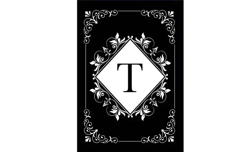 Drapeau de maison double face 40x28 pour l'extérieur, drapeau de maison Monogramme T noir et blanc