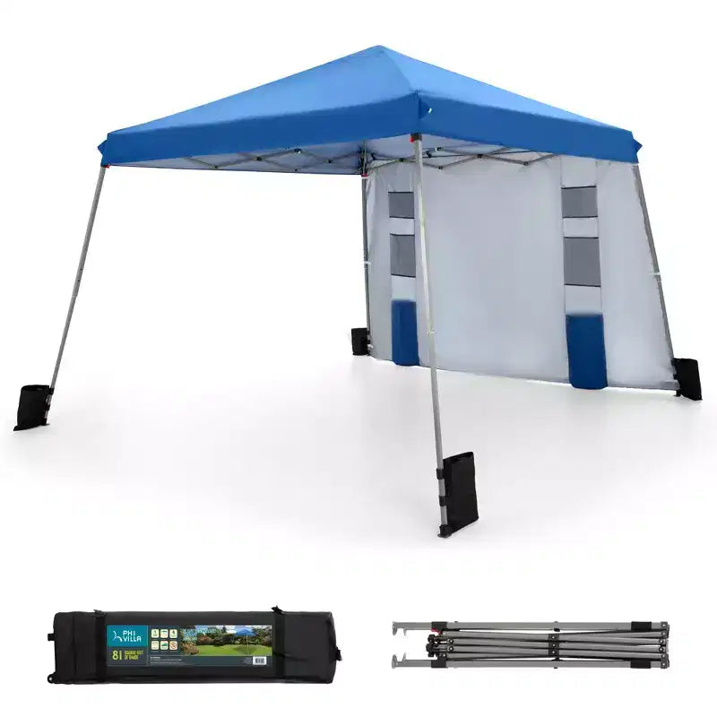 Auvent pare-soleil à pattes inclinées 12 x 12 avec blocage UV et kits de quincaillerie – Parfait pour les événements en extérieur