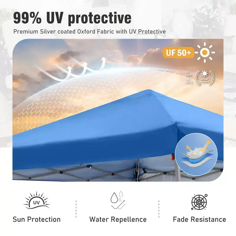 Auvent pare-soleil à pattes inclinées 12 x 12 avec blocage UV et kits de quincaillerie – Parfait pour les événements en extérieur