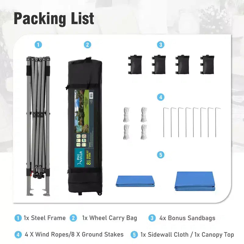 Auvent pare-soleil à pattes inclinées 12 x 12 avec blocage UV et kits de quincaillerie – Parfait pour les événements en extérieur