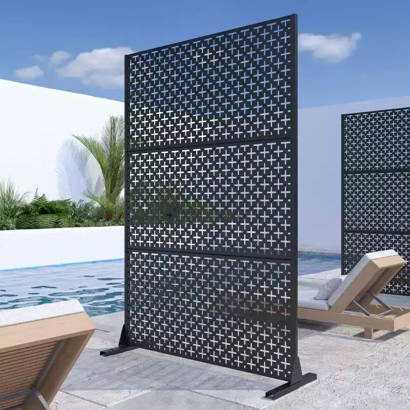Dane 72 x 47 inch Black Galvanized Sheet Outdoor Private Screen