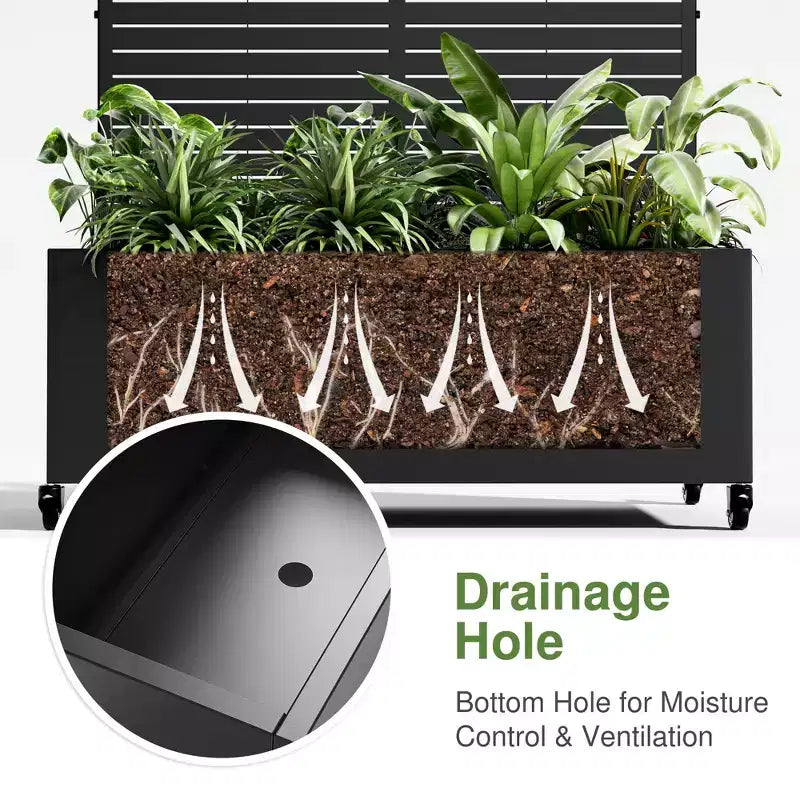 Jardinière murale arquée en métal noir de 183 cm (H) x 119 cm (l) avec treillis pour plantes grimpantes