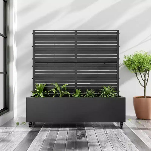 PexFix 49 in. H x 47 in. W Black Metal Rectangle Wall Planter Box with Trellis for Climbing Plants