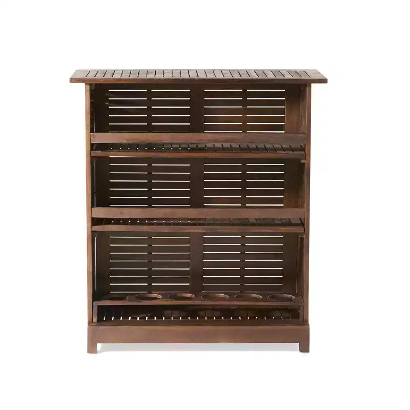 GDFStudio Marion Outdoor Acacia Wood Bar Table, Rich Mahogany