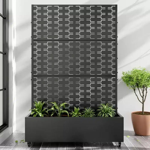 PexFix 72 in. H x 47 in. W Black Metal Rectangle Wall Planter Box with Trellis for Climbing Plants