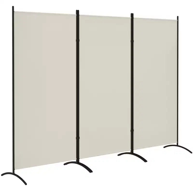 HOMCOM 6' Tall Room Divider, 3 Panel Folding Privacy Screen, Portable Partition Wall Divider for Home Office, Light Gray