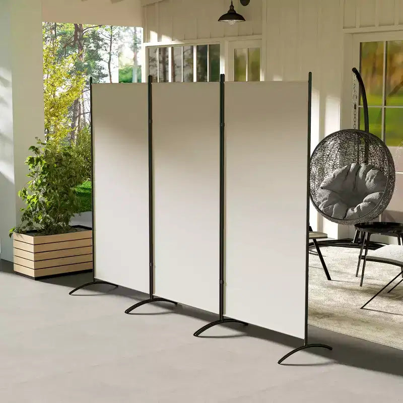 6' Tall Room Divider, 3 Panel Folding Privacy Screen, Portable Partition Wall Divider for Home Office, Light Gray