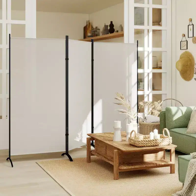 Paravent de 1,80 m, séparateur de pièce pliable à 3 panneaux, cloison de séparation portable pour bureau à domicile, gris clair