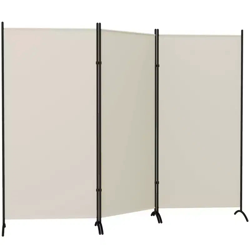 6' Tall Room Divider, 3 Panel Folding Privacy Screen, Portable Partition Wall Divider for Home Office, Light Gray