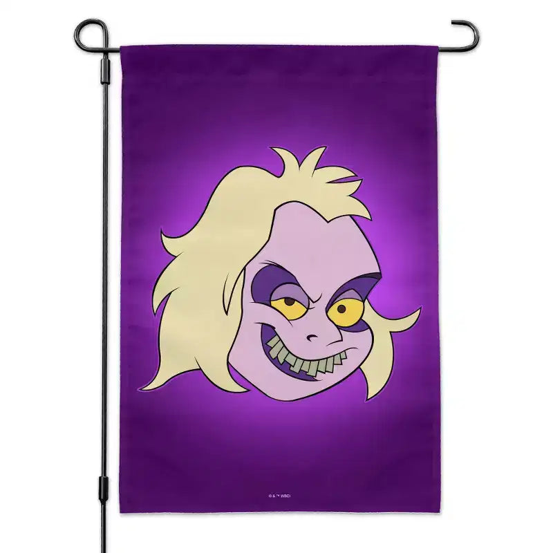Beetlejuice Animated Series Evil Grin Garden Yard Flag with Pole Stand Holder
