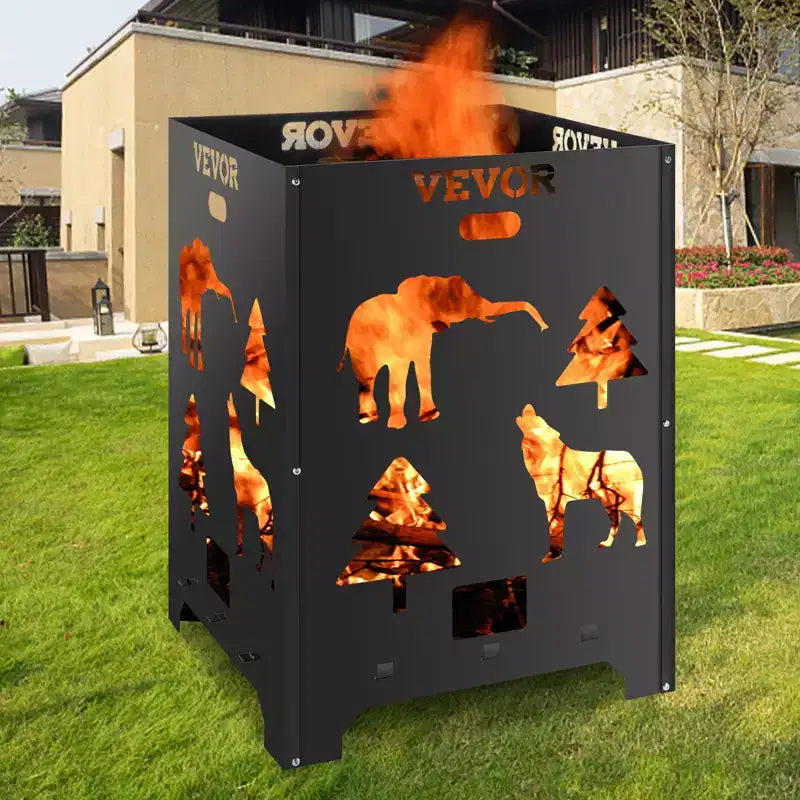 Baril Incinérateur, Cage de Combustion 21x21x27 pouces, Incinérateur en Acier au Carbone, Baril Incinérateur avec Couvercle et Poignée pour l'Extérieur, Noir