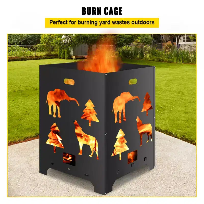 Baril Incinérateur, Cage de Combustion 21x21x27 pouces, Incinérateur en Acier au Carbone, Baril Incinérateur avec Couvercle et Poignée pour l'Extérieur, Noir