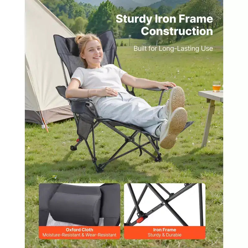 Chaise de camping inclinable, 4 positions réglables