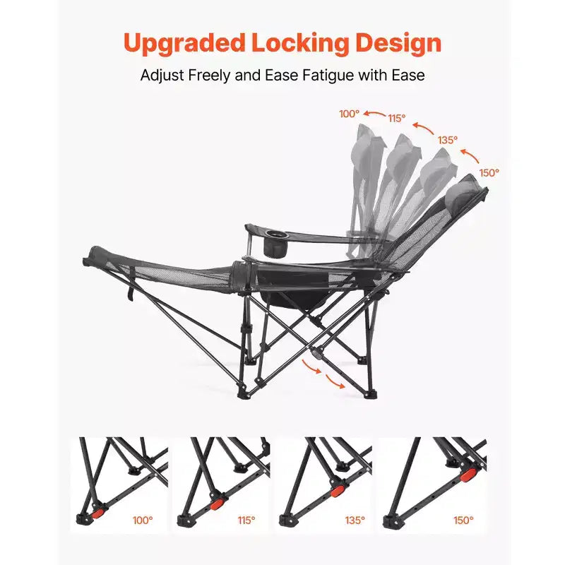 Chaise de camping inclinable, 4 positions réglables