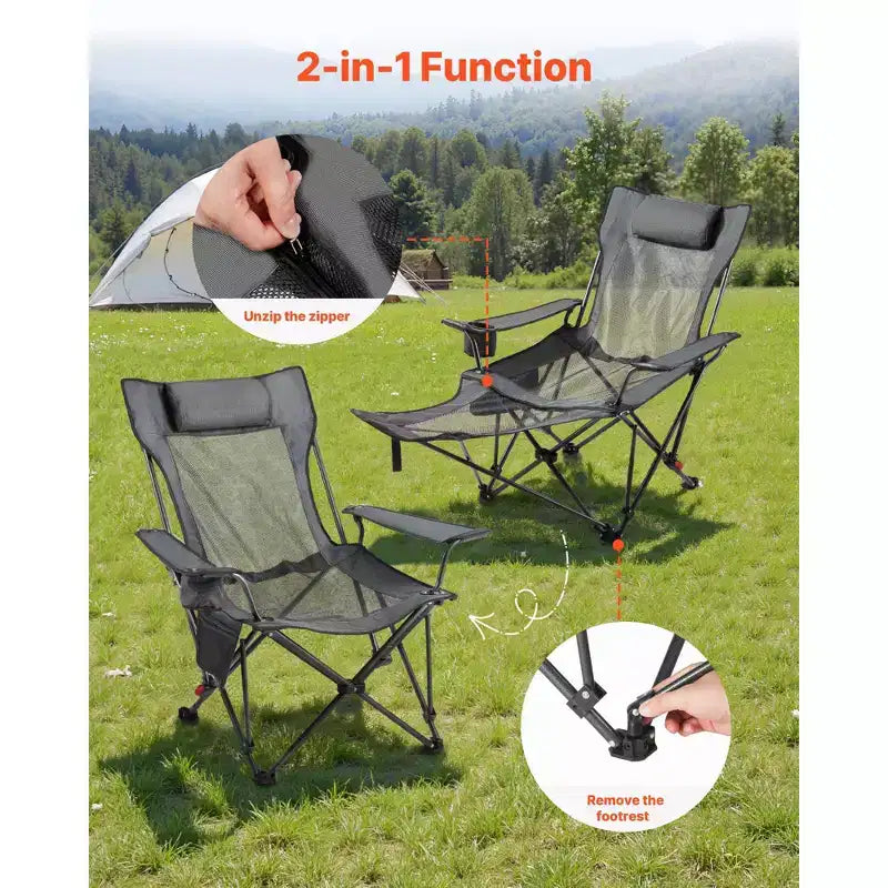 Chaise de camping inclinable, 4 positions réglables