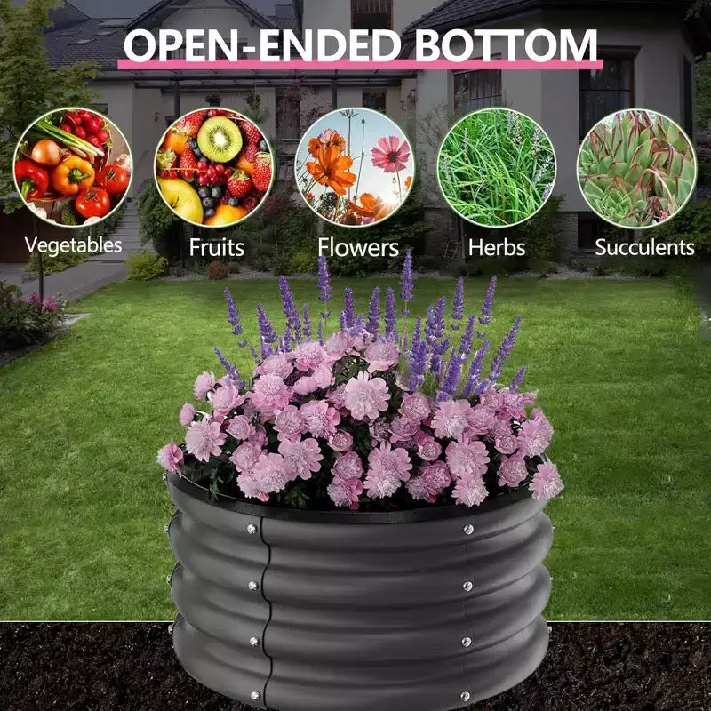 Bacs de jardin surélevés en acier galvanisé, Bacs de jardin surélevés en métal à fond ouvert, Jardinières d'extérieur, Bacs à légumes et à fleurs, Jardinières pour la culture de plantes