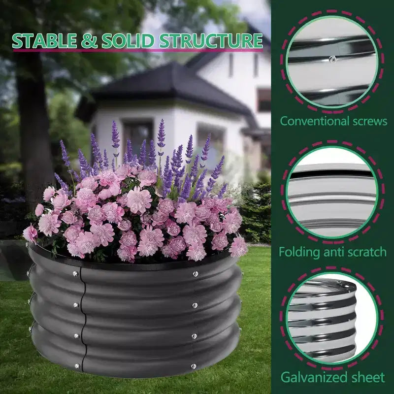 Bacs de jardin surélevés en acier galvanisé, Bacs de jardin surélevés en métal à fond ouvert, Jardinières d'extérieur, Bacs à légumes et à fleurs, Jardinières pour la culture de plantes