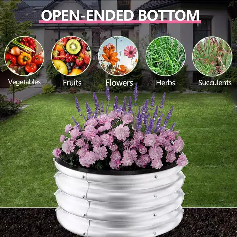 Bacs de jardin surélevés en acier galvanisé, Bacs de jardin surélevés en métal à fond ouvert, Jardinières d'extérieur, Bacs à légumes et à fleurs, Jardinières pour la culture de plantes