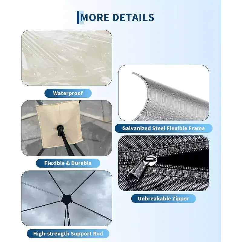 Tente bulle transparente tout temps, dôme transparent 3,6x3,6 m, imperméable et coupe-vent, montage rapide, capacité 6-10 personnes