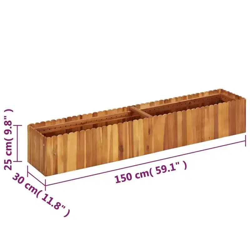 Carré potager Bois naturel Bois d'acacia massif Moyen - 150 x 30 x 25