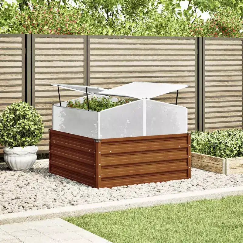 Jardinière en acier patiné (Corten) 100x100x77 cm