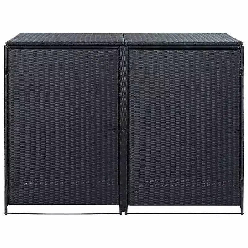 Abri double pour poubelle avec couvercle, rotin synthétique
