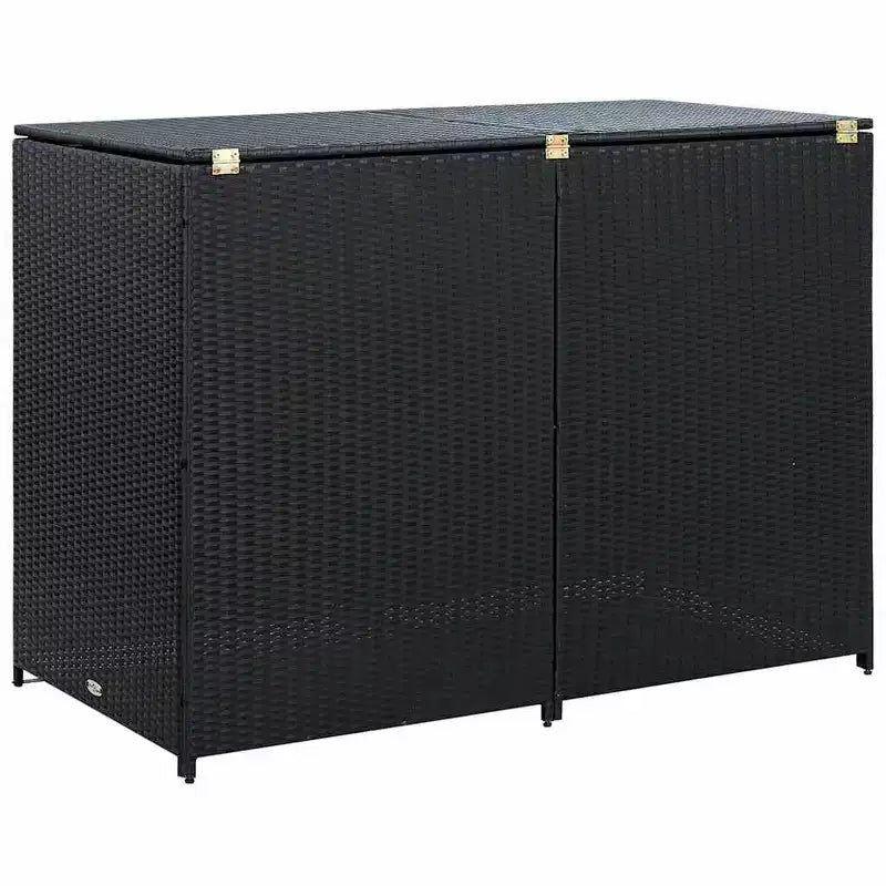 Abri double pour poubelle avec couvercle, rotin synthétique