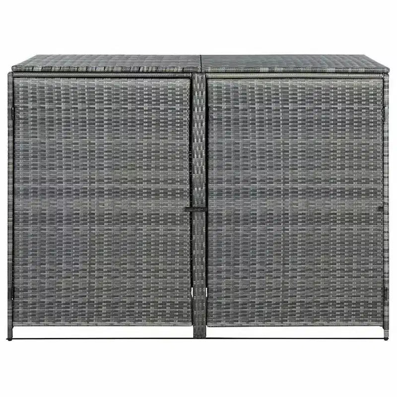 Abri double pour poubelle avec couvercle, rotin synthétique