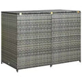 vidaXL Double Wheelie Bin Shed with Lid, Poly Rattan